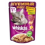 WHISKAS Влажный корм для кошек Аппетитный микс курица утка 85г